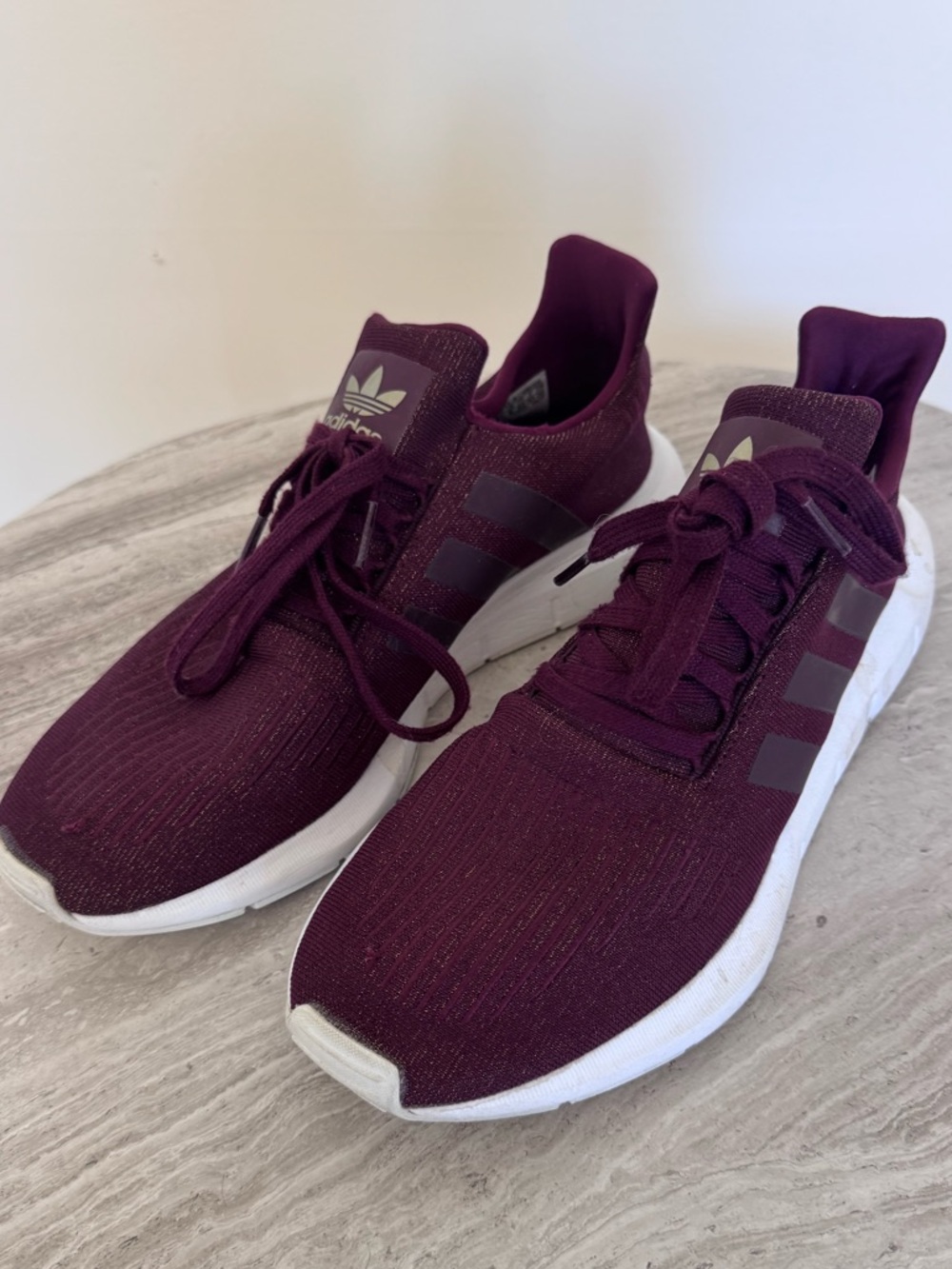adidas Maroon Slip-On Knit Sneakers with White Sole